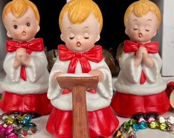 Vintage Christmas Choir Boy Figurine Decoration Mid Century Homco