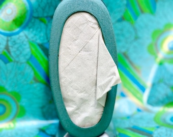 Vintage Marathon Metal Napkin Dispenser Turquoise Atomic Space Age Oval Double Sided