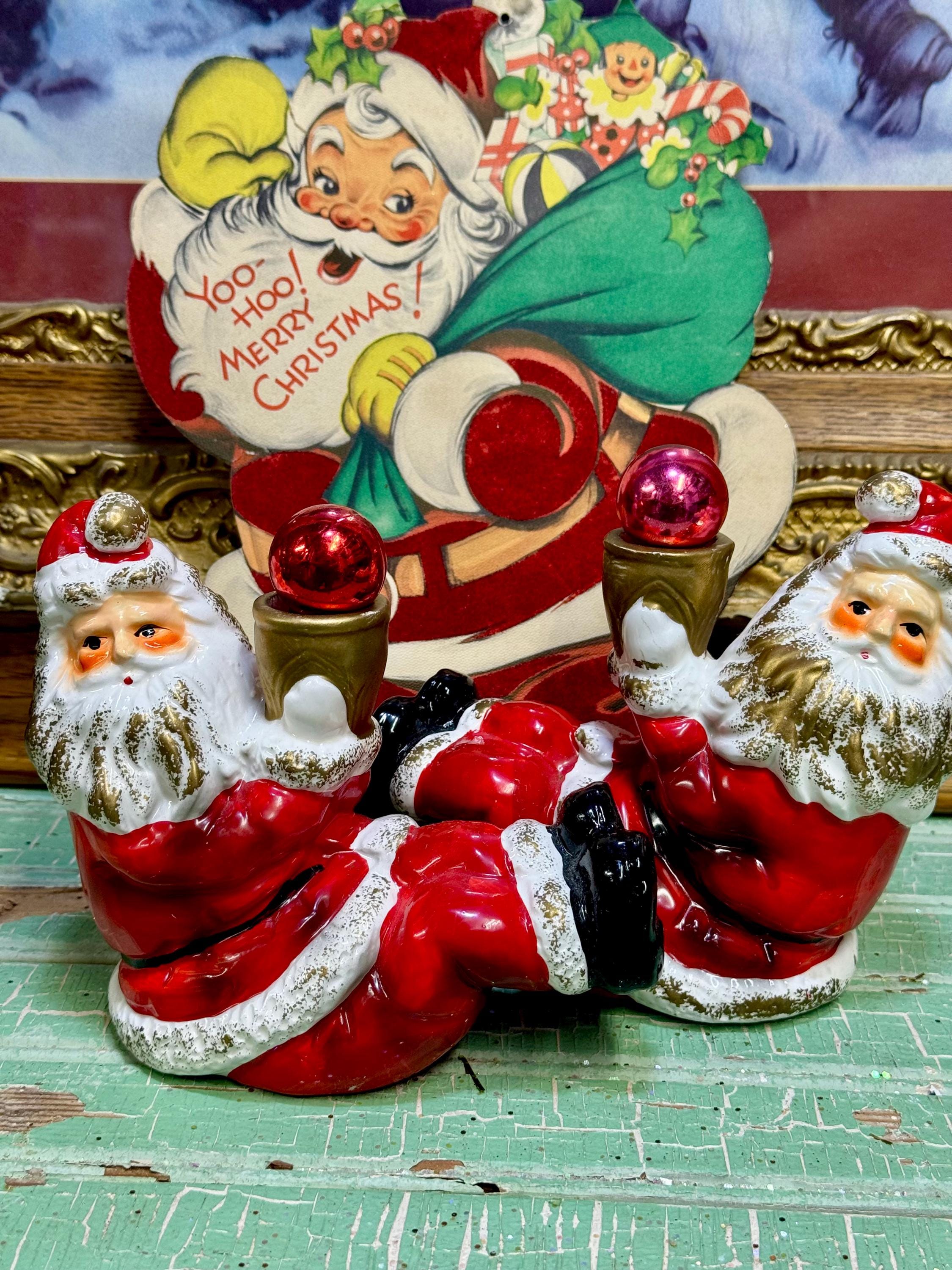 ヴィンテージ　グラスオーナメント サンタクロースとおばあさん Vintage Japan Santa - Etsy