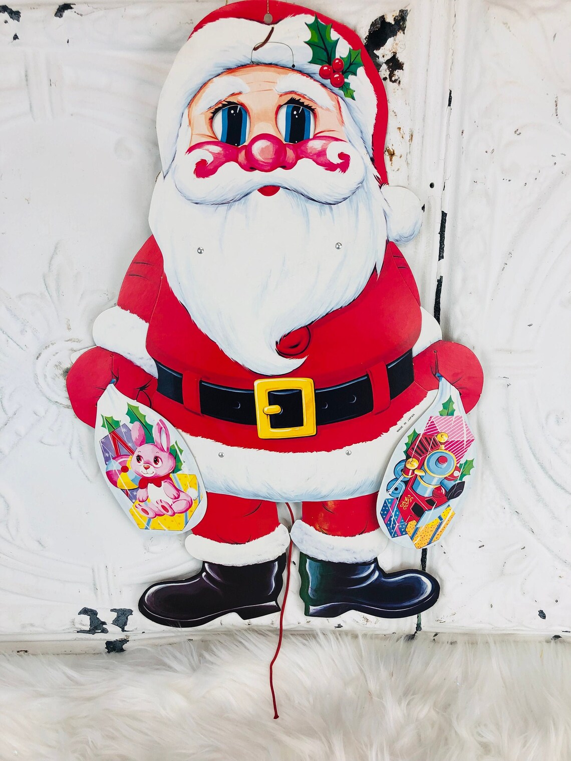 Jointed Santa Wall Decoration Made in Japan Vintage Die Cut Etsy