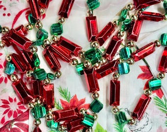Vintage Christmas Bead Garland Faceted Mid Century