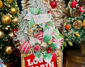Christmas Vintage Log Cabin Maple Syrup Tin Decor Decoration