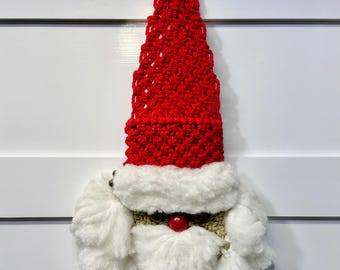 Giant Vintage Macrame Santa ‘70s Retro Christmas Wall Hanging 33”