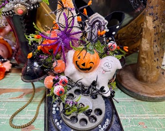 Vintage Halloween Decoration Toy Telephone Ghost