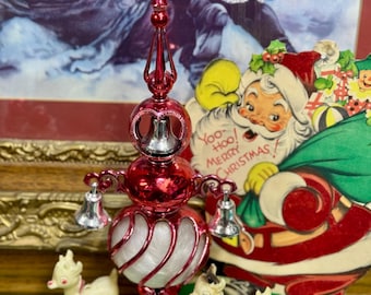 Vintage Christmas Tree Topper Red Bradford Spire Angel Hair