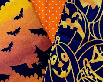 Halloween Fabric Bundle Vintage Polka Dot Jack-o-lantern Bats