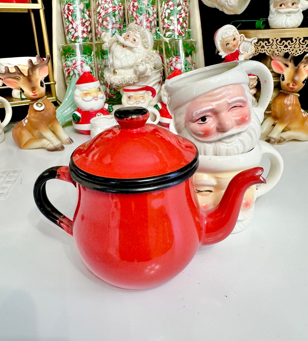 Vintage Red Teapot Kettle Enamelware Graniteware Japan Etsy