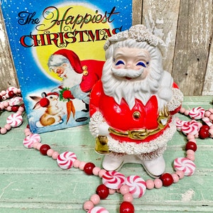Vintage Christmas Bank Napco  Lefton Mid Century Spaghetti Santa Decor Decoration #1