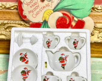 Vintage Christmas Tea Set Porcelain Santa Claus