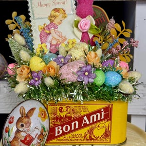 Vintage Easter Bon Ami Tin Decoration Decor