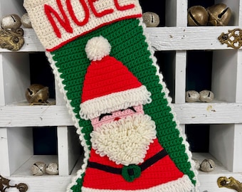 Santa Claus Christmas Stocking Vintage Handmade Kitschy Grannycore Cottagecore