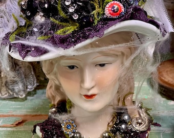 Halloween Witch Head Vase Vintage Large