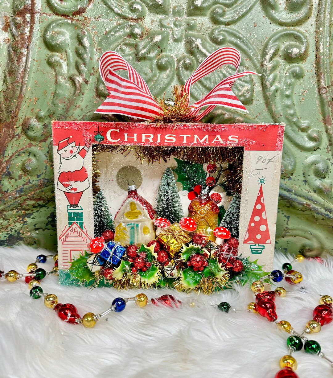 Vintage Christmas Ornament Shadow Box Decor Decoration Fantasia Poland