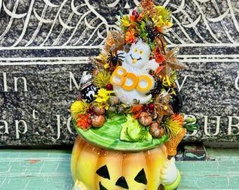 Relpo Jack-o-lantern Planter Halloween Arrangement Decoration Vintage