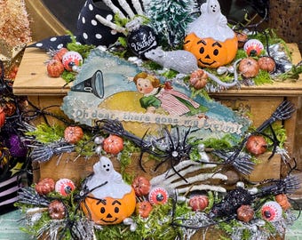 Haunted Halloween Doll Dresser Drawers Vintage Antique Postcard Decoration Decor