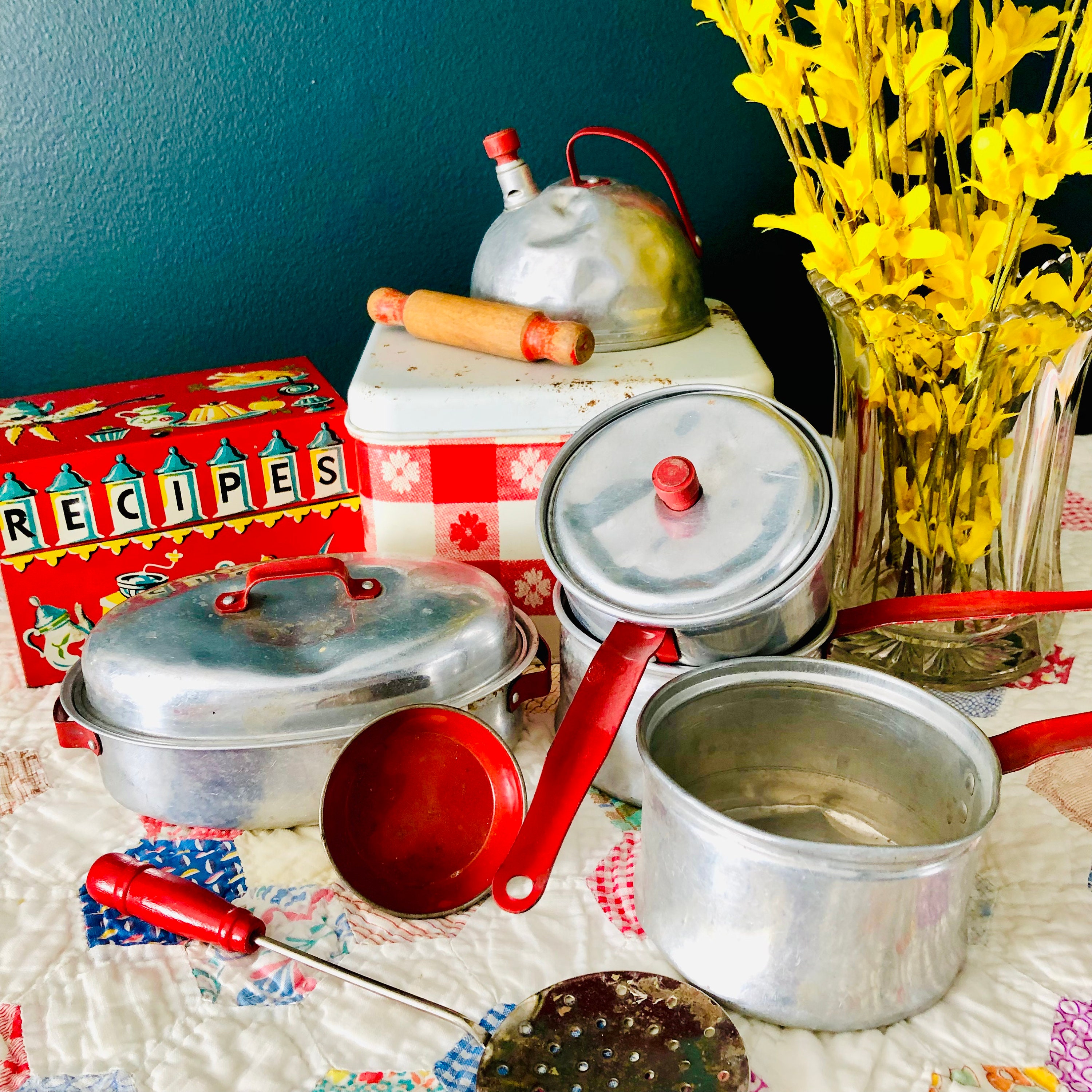 Vintage Toy Pots & Pans Set 1950s Revere Ware Silver With 