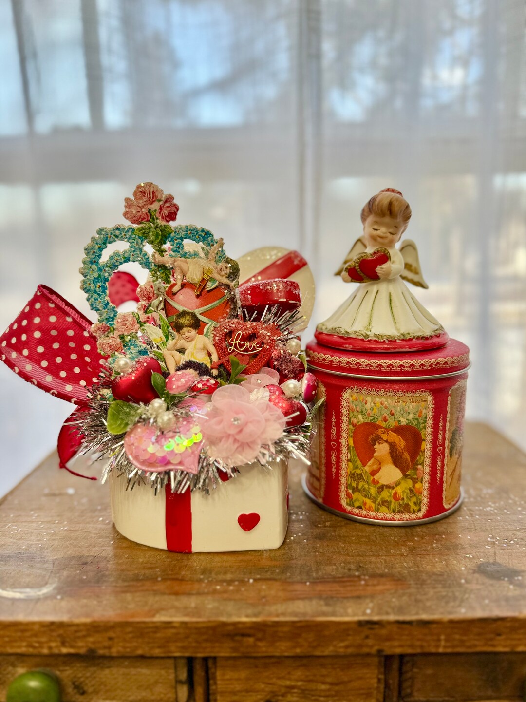 Lefton Heart Box Vintage Antique Victorian Valentine Decor Decoration
