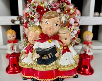 Vintage Christmas Choir Boy Musical Decoration Mid Century Handmade