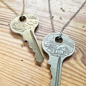 Salvaged Asylum Vintage Master Lock Lion Key Necklace (one) pick a key style