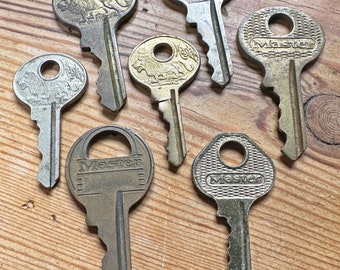 Lot of 6 Salvaged Asylum Vintage Master Lock Lion Key, Stamped