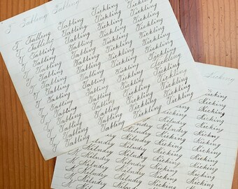 Antique late 1800's preacher's calligraphy practice paper - pick one page