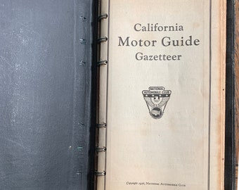 Extremely Rare 1926 California Motor Guide Gazetteer with fold out maps