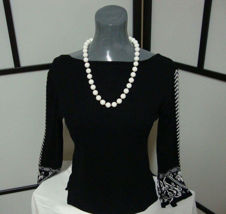 Trifari Beaded Necklace Crown Trifari White and Gold Bead Necklace Trifari White Bead Necklace