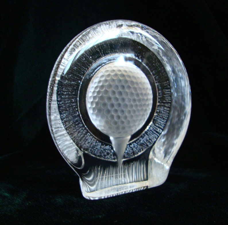 Golf Ball Paperweight Crystal Paperweight Crystal Golf Etsy