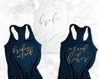 Custom Bridal Party Tank Tops, Bachelorette Party, Bridal Party Shirts Tees, Bridesmaid Gifts, Tanks,Getting Ready Bridesmaid Apparel