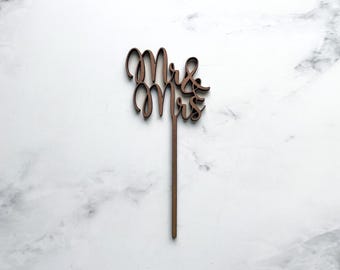 Custom Laser Cut Wedding Cake Topper: Mr and Mrs