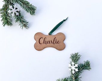 Engraved Wooden Dog Ornament: Custom Pet Christmas Decoration