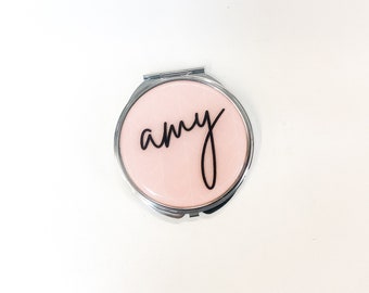 Custom Compact, Bridesmaid Gift, Makeup Mirror, Gift for Her, Personalized Gift, Wedding Day, Birthday Gift, First Day School, Love Yourself