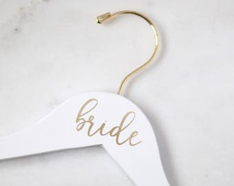 Gold Bride Hanger, Bride Gift, Bridal Shower, Wedding Gift, Engagement Gift, Engraved Dress Hangers, Wedding Hanger