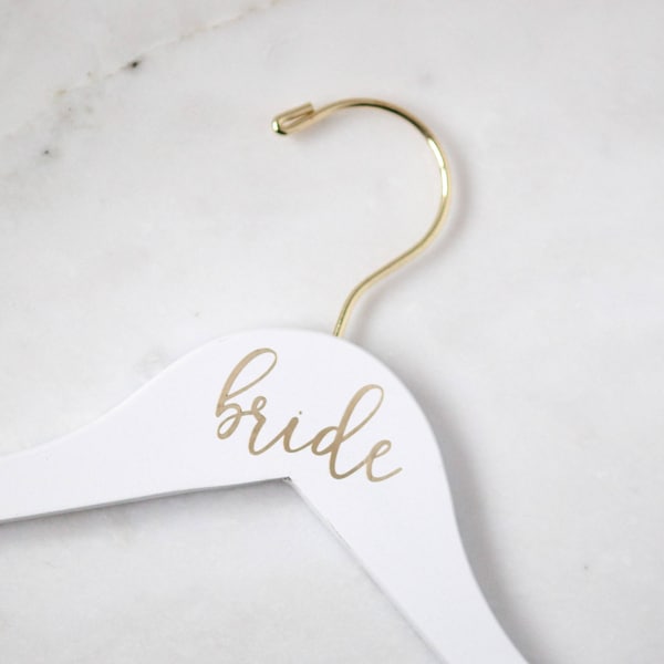 Gold Bride Hanger, Bride Gift, Bridal Shower, Wedding Gift, Engagement Gift, Engraved Dress Hangers, Wedding Hanger