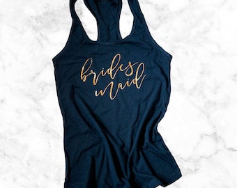 Bride Bridesmaid Tank Tops, Bachelorette Party, Bridal Party Shirts Tees, Bridesmaid Gifts, Gold Bridesmaid Tanks, Getting Ready Apparel