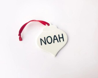 Custom Ceramic Name Ornament, First Christmas, Adoption Gift