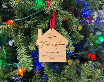 New Home Custom Ornament, Custom Wooden Names, First House