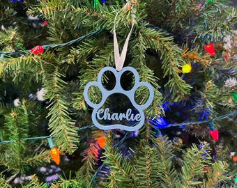 Custom Dog Paw Name Ornament, Dog Memory, New Puppy