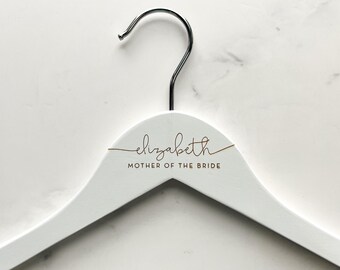 Script Engraved Wedding Dress Hanger, Custom Bridal Party Gift