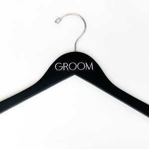 Groom Hanger, Black Hanger, Gift for Him, Wedding Gift, Engagement Gift, Engraved Dress Hangers, Wedding Hanger, Best Man, Groomsman