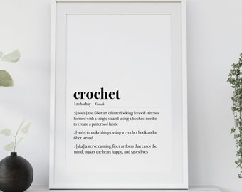 Crochet Saves Lives Definition Print, Funny Craft Hobby Room, Home Wall Decor, Typography Illustration, Minimalist Poster, Digital Print Art