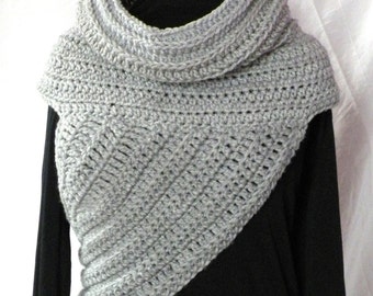 Crochet Pattern: Asymmetrical Crossbody Huntress Vest PICTORIAL/TUTORIAL Sweater Wrap (English PDF Pattern) Cowl Shawl Cozy Jacket