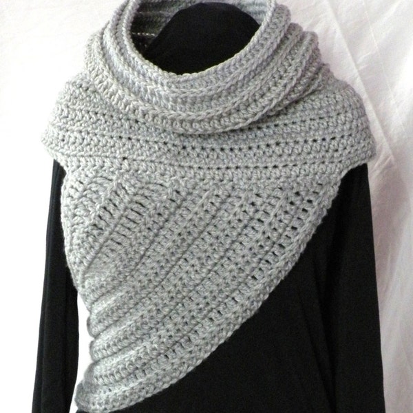 CROCHET PATTERN Huntress Cowl Shawl Asymmetrical Crossbody Vest Sweater Wrap PDF Womens, Teens Accessories