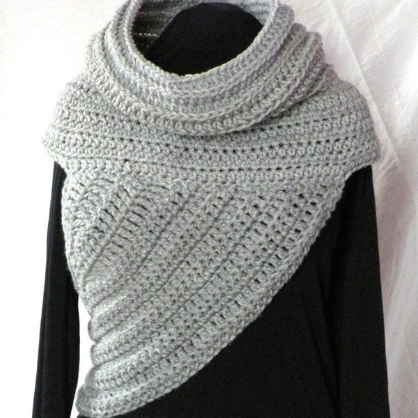 Crochet Pattern: Asymmetrical Crossbody Huntress Vest PICTORIAL/TUTORIAL Sweater Wrap (English PDF Pattern) Cowl Shawl Cozy Jacket