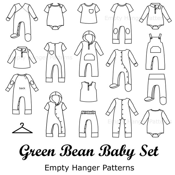 Green Bean Baby Set - digital sewing pattern