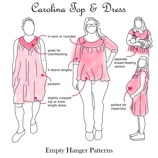 Carolina Top & Dress - digital sewing pattern