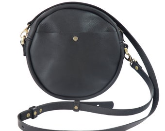 Bolsa crossbody de cuero, bolsa de cuero circle, bolsa crossbody, bolso de cuero, bolso, bolso crossbody, bolso de cuero hecho a mano