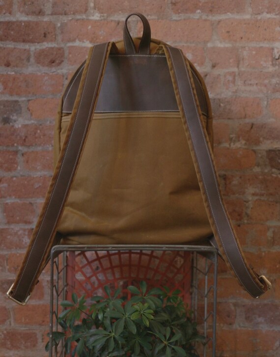 Items similar to Backpack, Waxed Canvas Backpack, Day Pack, Leather