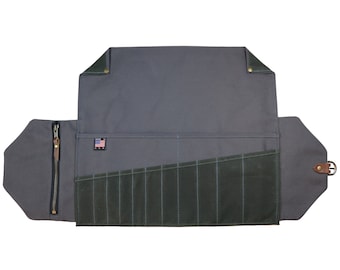 Estuche enrollable de lona encerada para herramientas, estuche para artistas, estuche para tejedores, estuche enrollable para lápices, estuche de transporte bicolor, regalo para artistas, bolsa para artistas