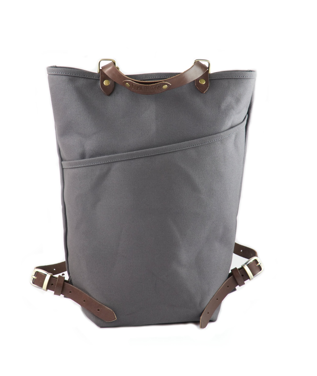 Canvas and Leather Backpack Tote, Canvas Backpack Antique Brass